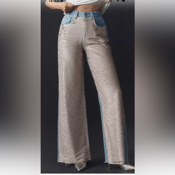 Pilcro by Anthropologie High Waisted Sequin Skater Jean - Picture 2 of 13